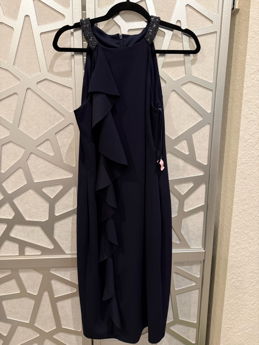 Ralph Lauren Navy Ruffle Halter Evening Dress - Elegant Women's size 8